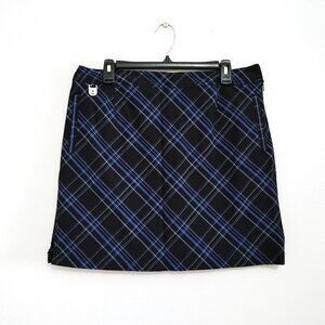 Golf  America Women's Golf Skort Skirt Size 12 Black Blue Cotton Blend
